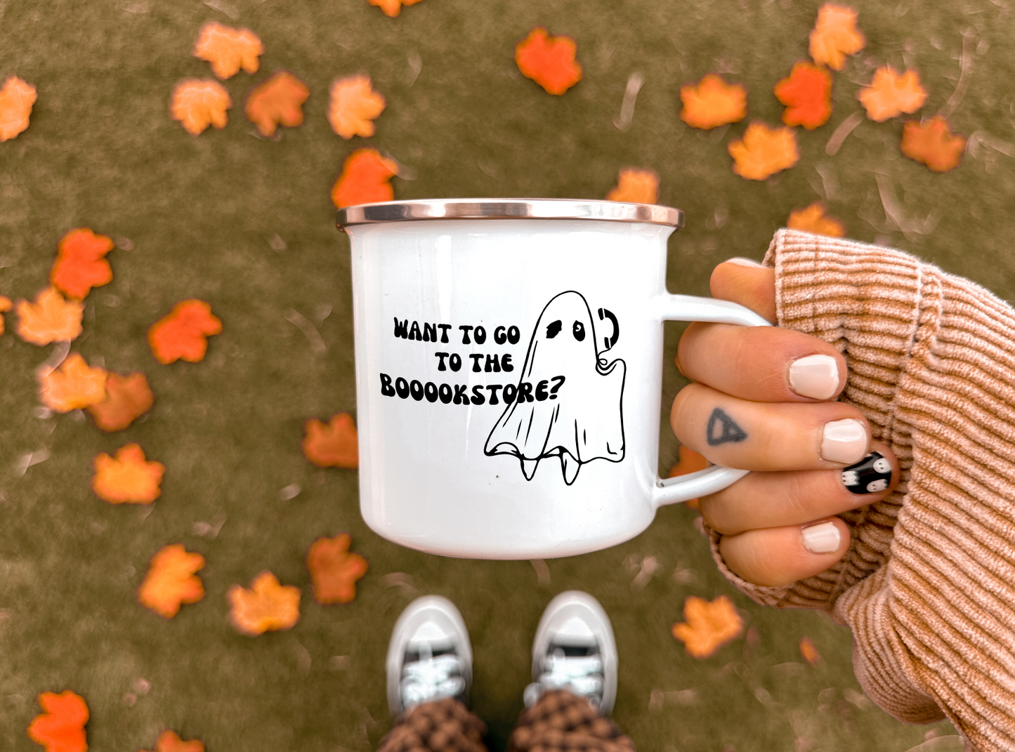 want to go to the booookstore enamel mug