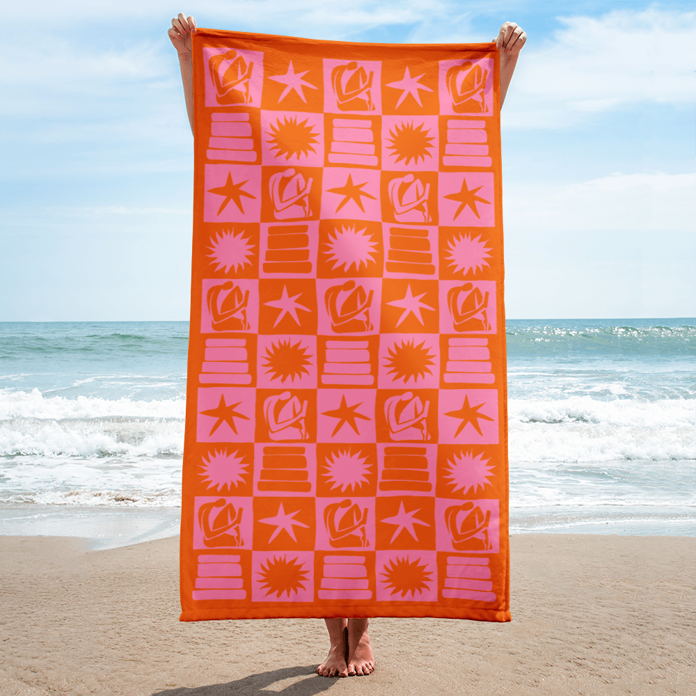 pink & orange bookish towel