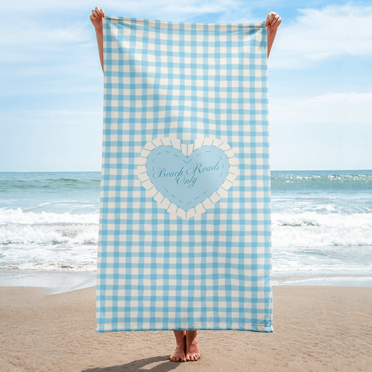 beach reads only blue checkered towel