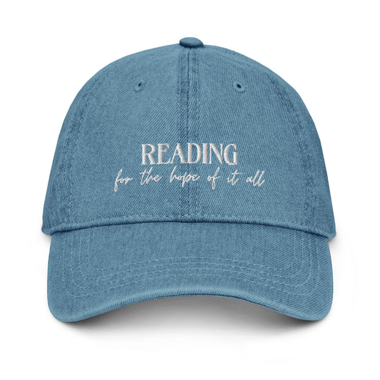 reading for the hope of it all denim hat