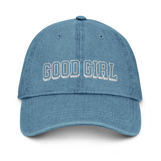 good girl varsity denim hat