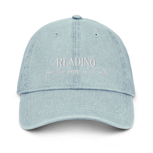 reading for the hope of it all denim hat