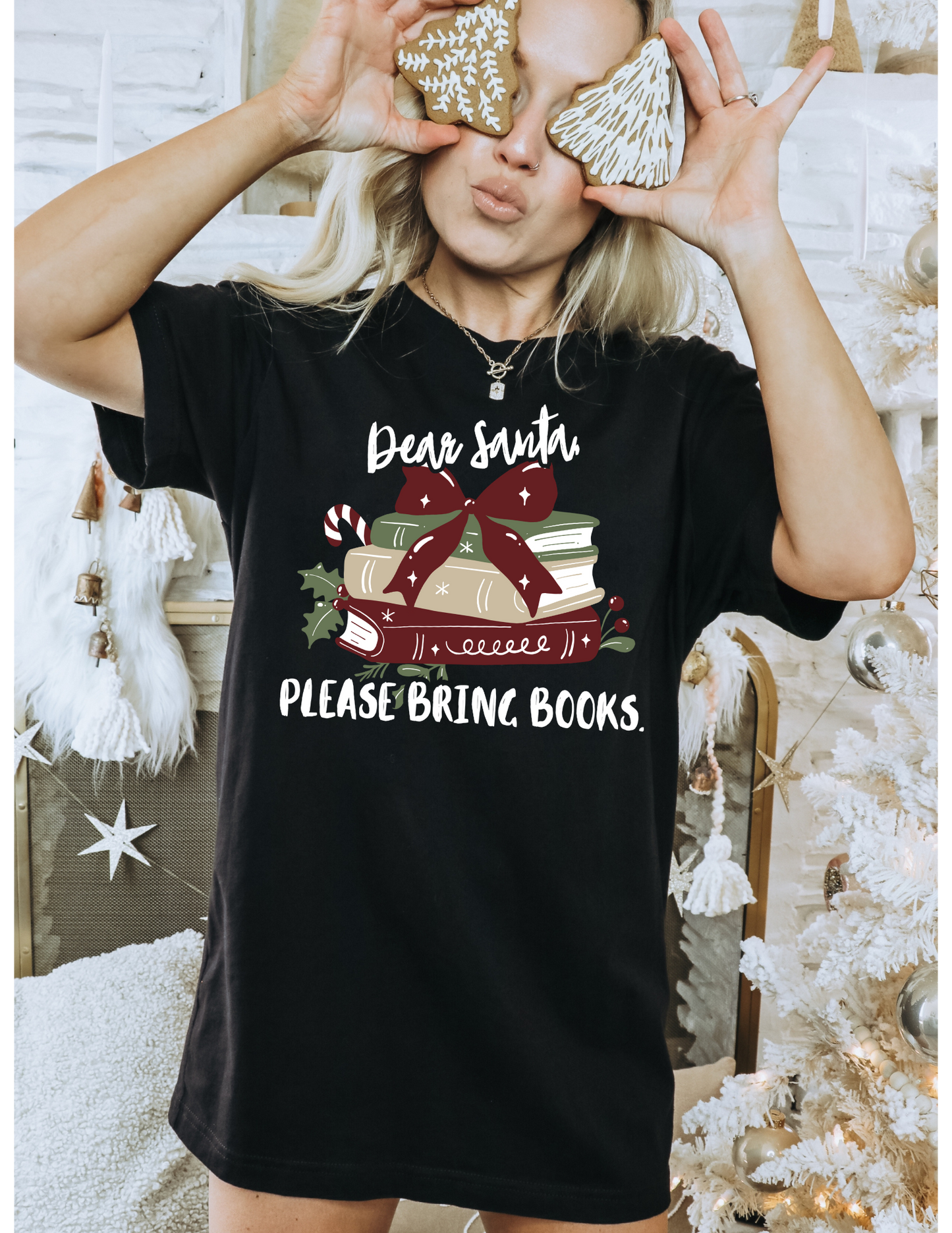 dear santa please bring books t-shirt