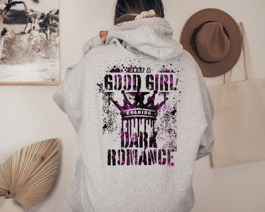 just a good girl reading dark romance hoodie