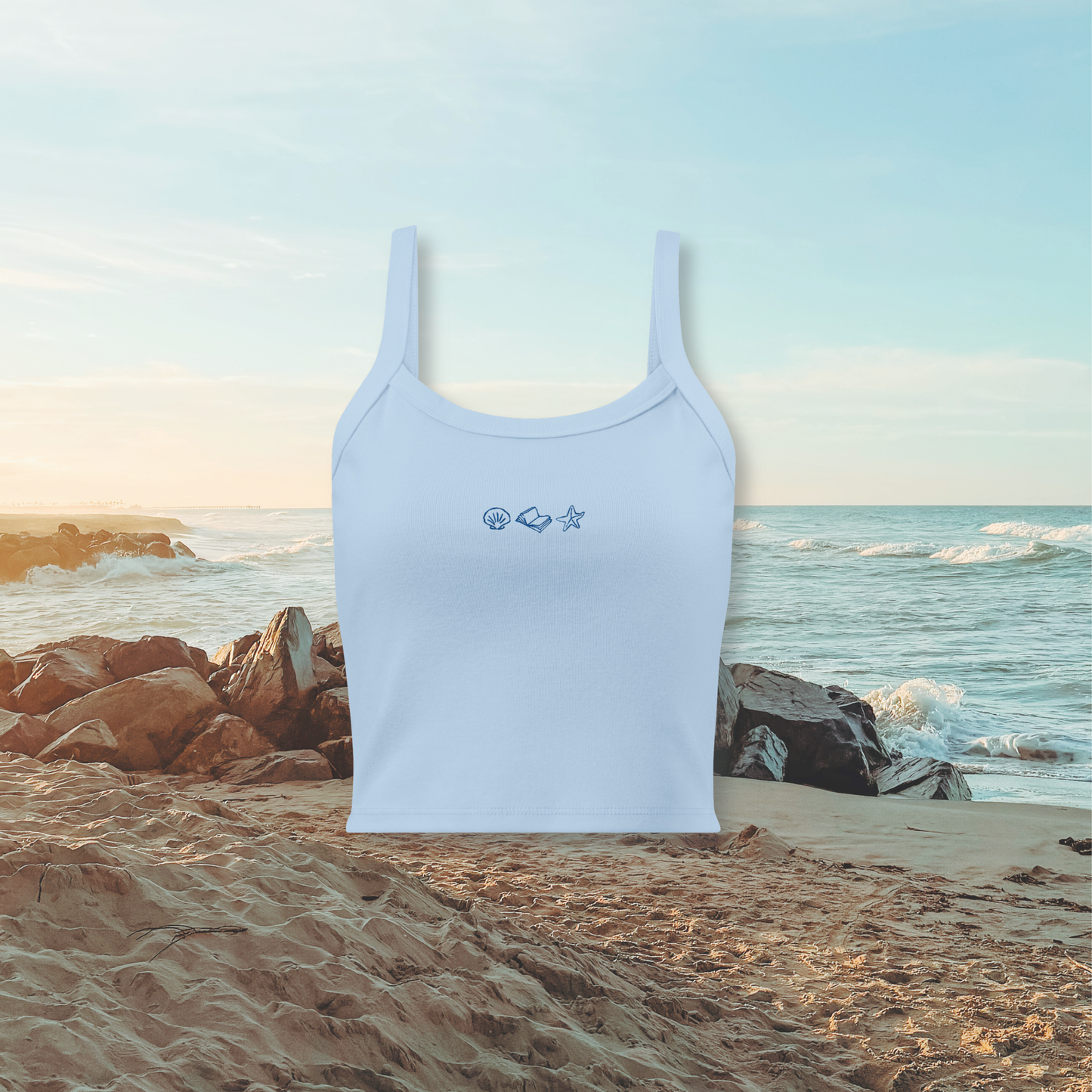 beach reads embroidered tank top