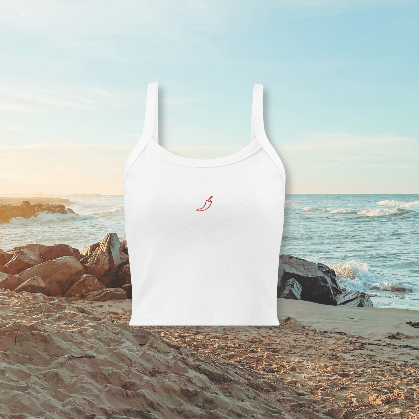 chili pepper embroidered tank top