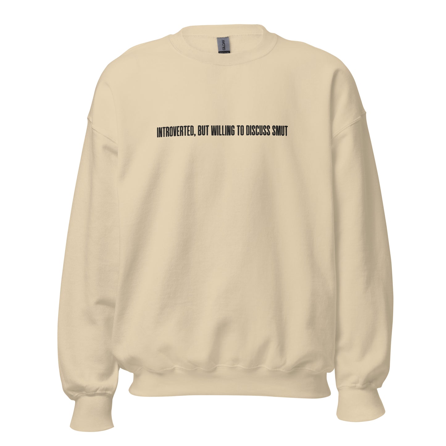 introverted but willing to discuss smut embroidered sweatshirt
