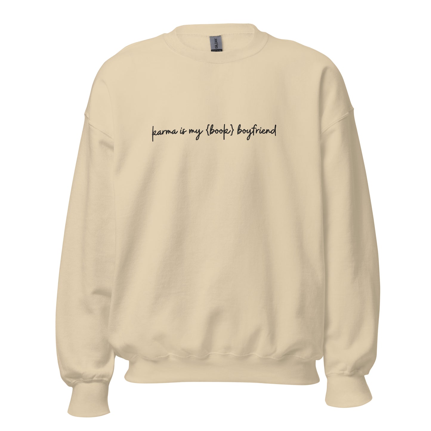 karma is my {book} boyfriend embroidered sweatshirt