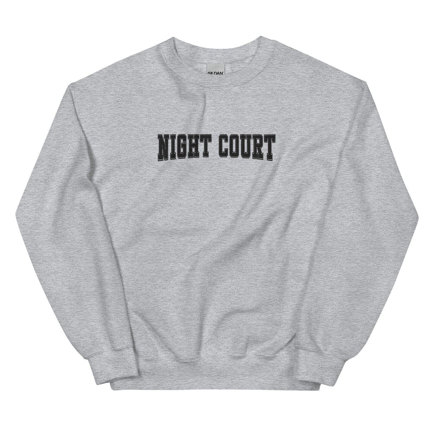 night court varsity embroidered sweatshirt