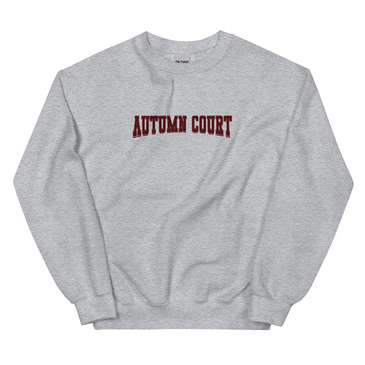 autumn court varsity embroidered sweatshirt