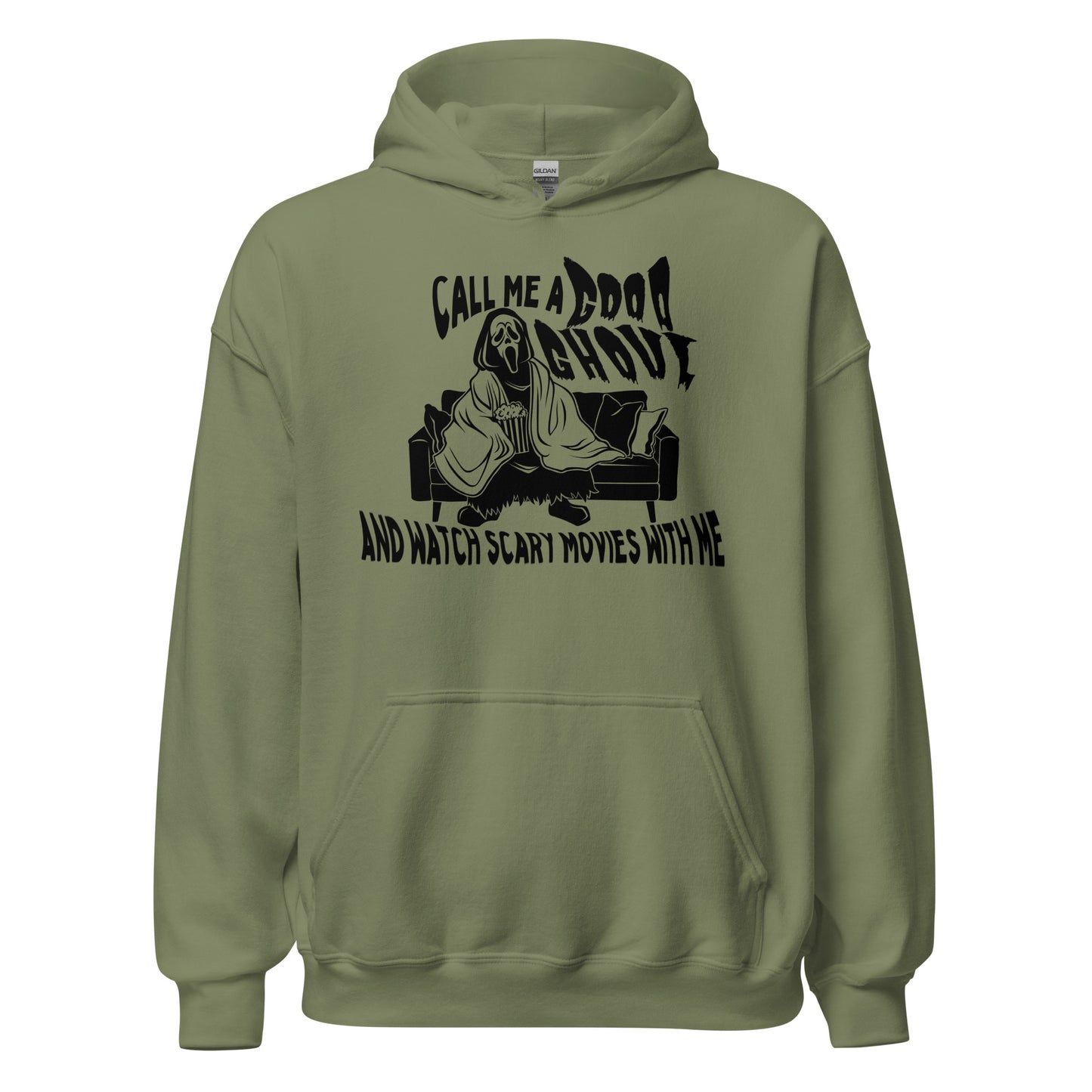 call me a good ghoul and watch scary movies with me hoodie (black)