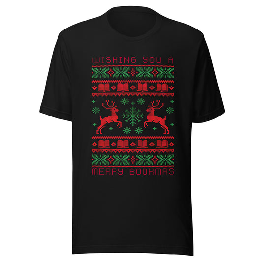 wishing you a merry bookmas ugly sweater t-shirt