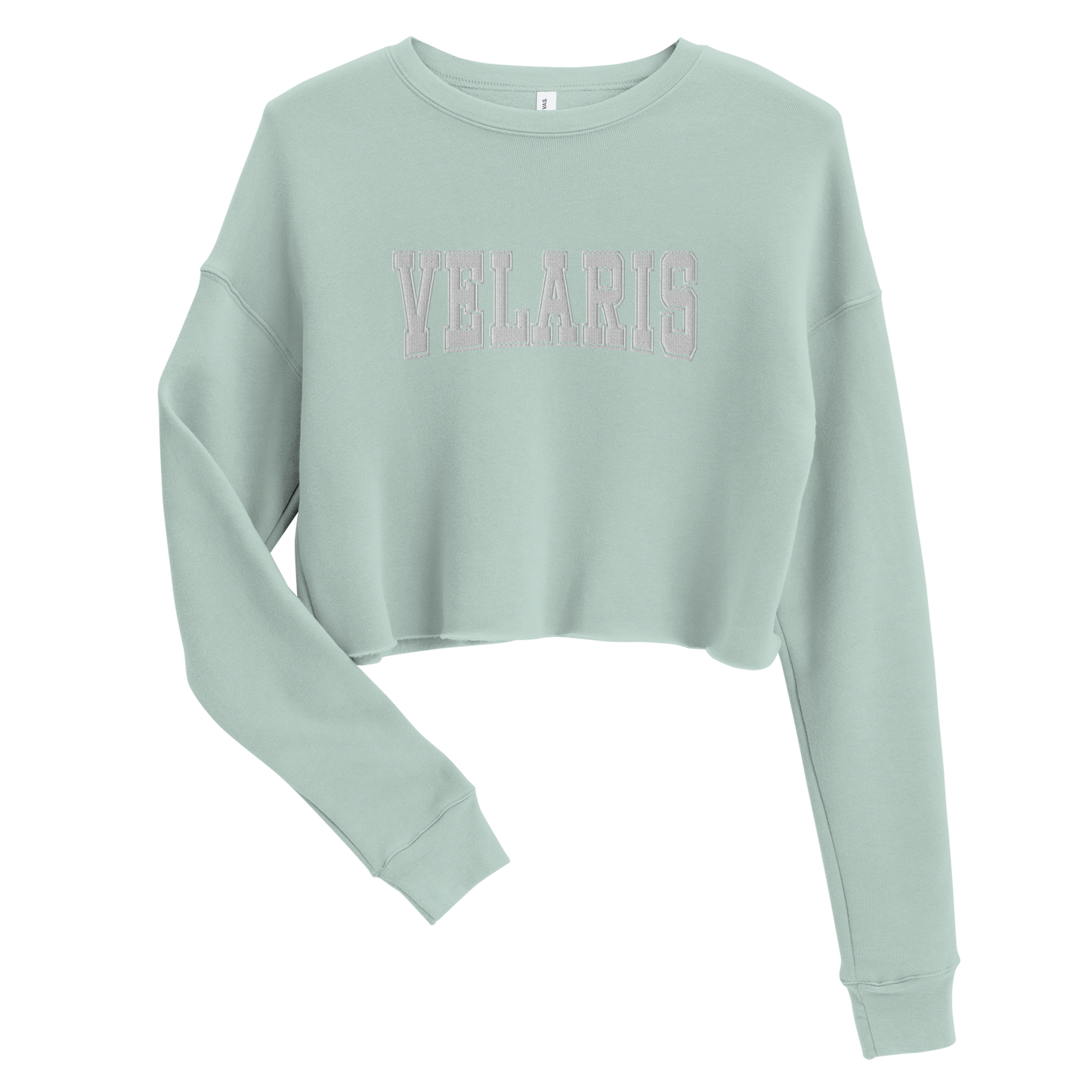 velaris varsity embroidered crop sweatshirt (dusty blue)