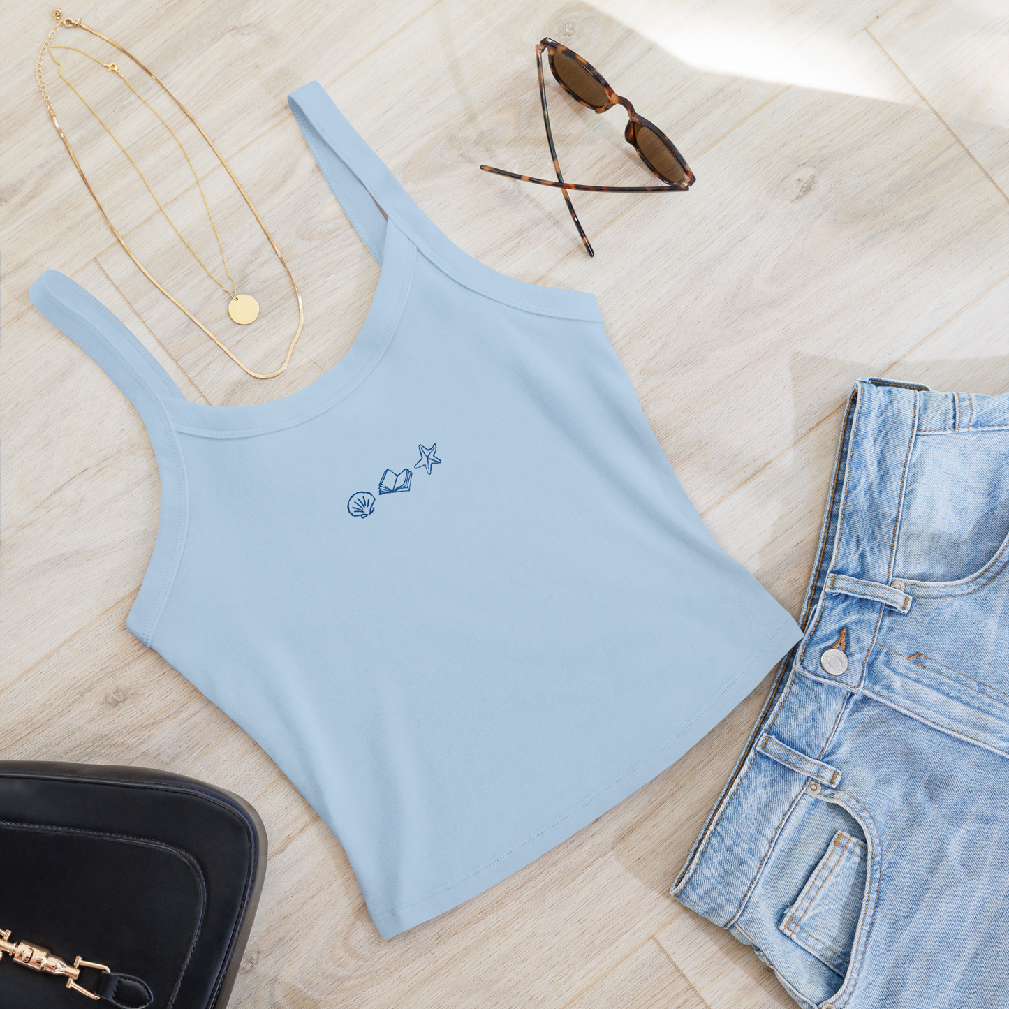 beach reads embroidered tank top