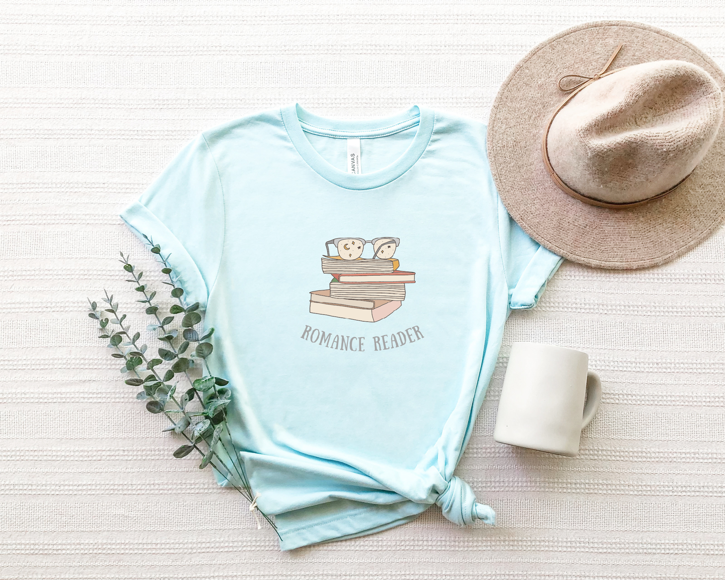 romance reader book stack t-shirt