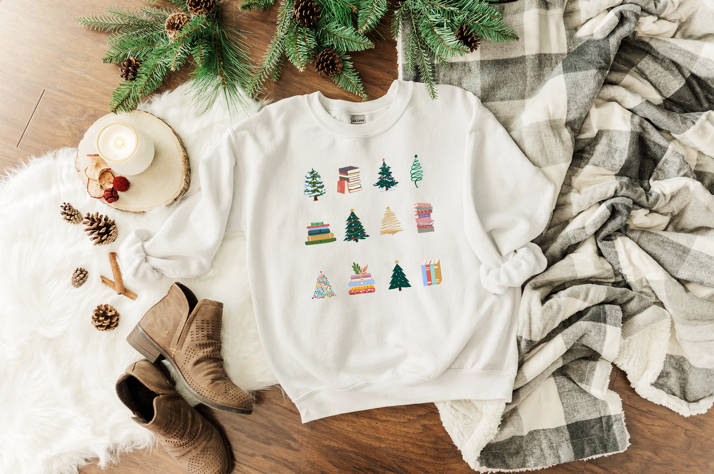 trees & books sweatshirt