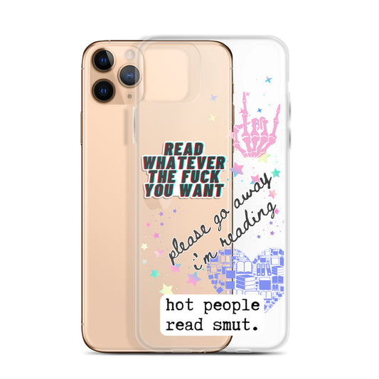please go away clear phone case