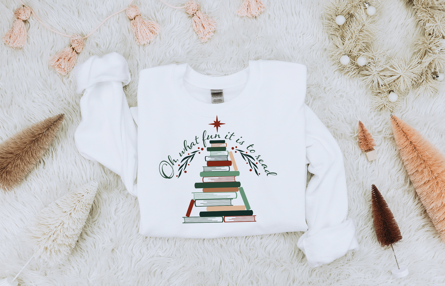 oh what fun it is to read (book tree) sweatshirt