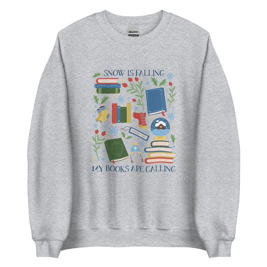 snow is falling (in blue) sweatshirt