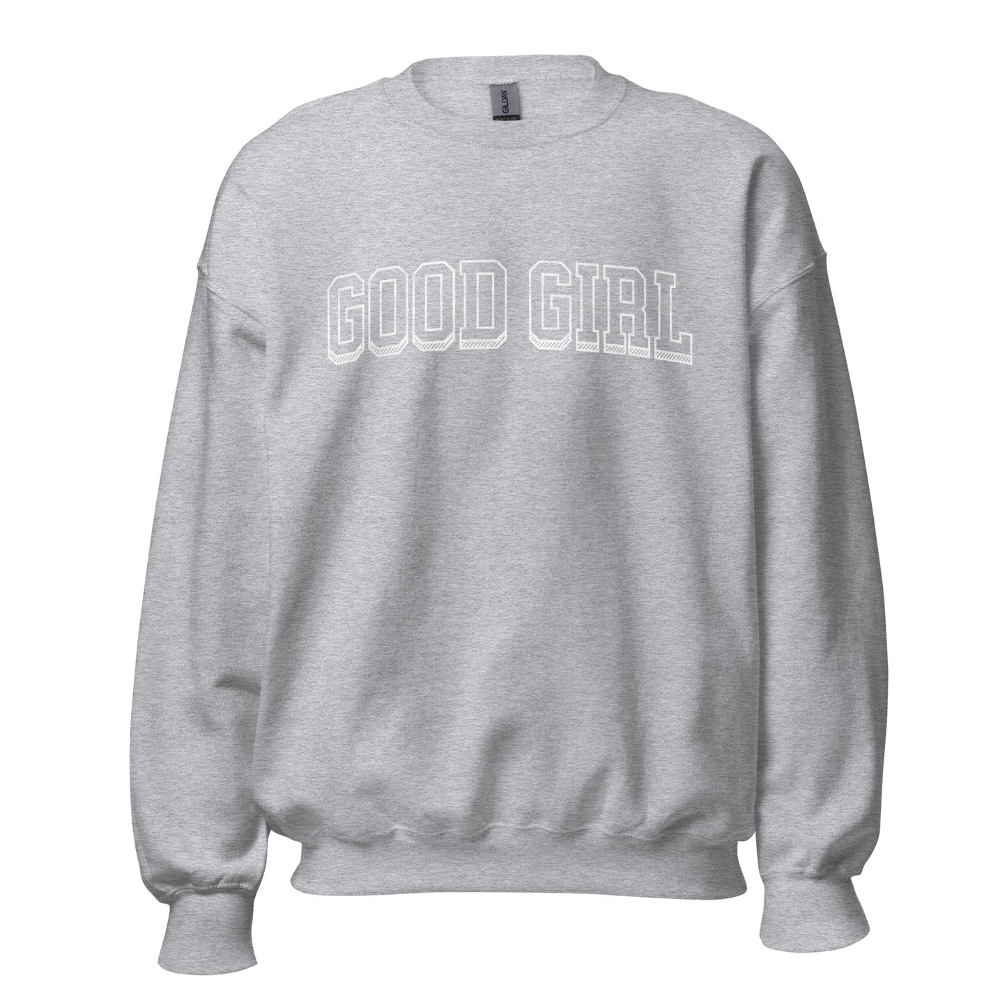 good girl varsity sweatshirt (white)