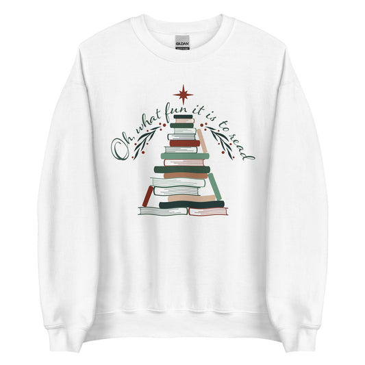 oh what fun it is to read (book tree) sweatshirt