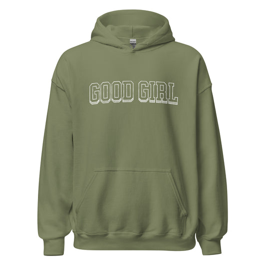 good girl varsity hoodie (white)