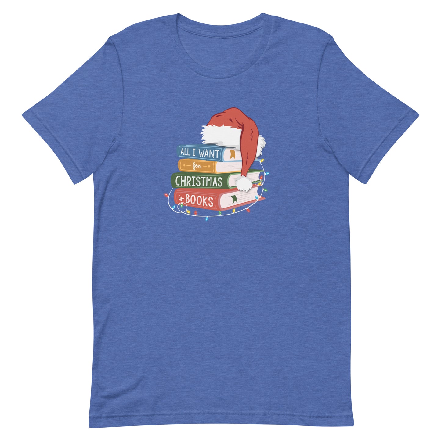 all i want for christmas is books (book stack) t-shirt